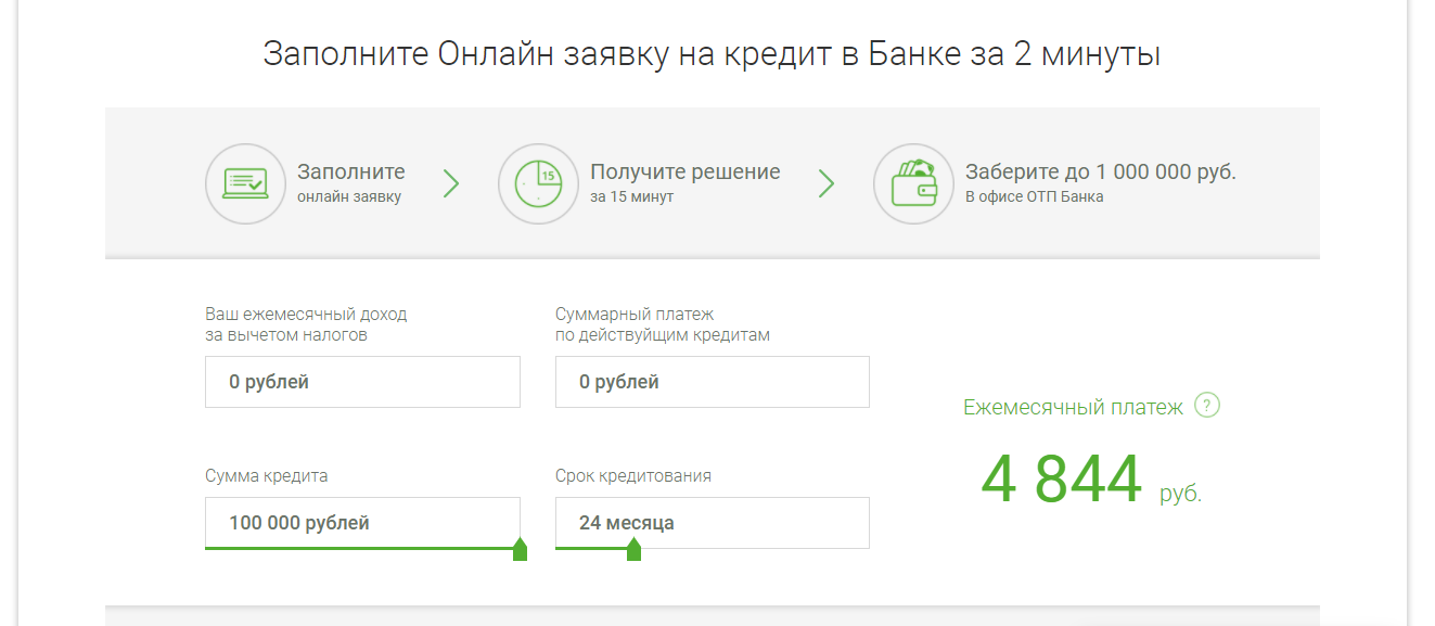 Инструкция как взять потребительский кредит в ОТП банке